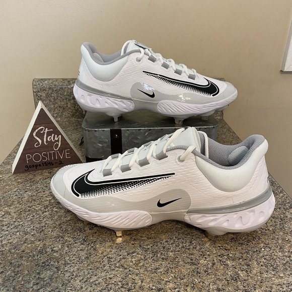 Nike Alpha Huarache Elite 4 Low FD2745-100 White Baseball Cleats‎ Men’s size 13 - Picture 2 of 9